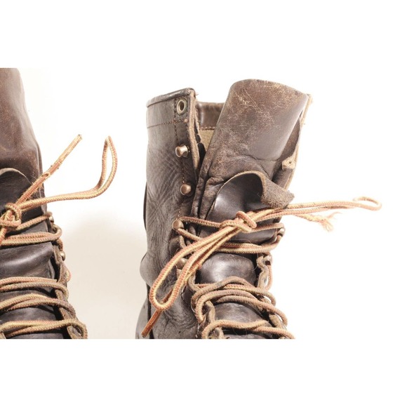 Vintage Danner Distressed Heavy Worn Brown Leather Kiltie Logger Boots USA main image 14
